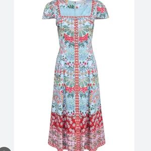 Alice & Olivia - Blue & Red Floral Short Sleeve Dress Sz. 2